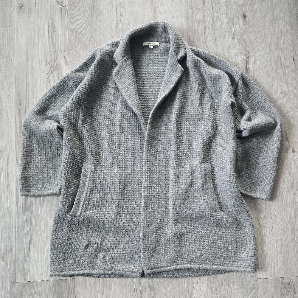 Madewell | Laguna Stitch gray monochrome wool blend sweater coat | WMS S